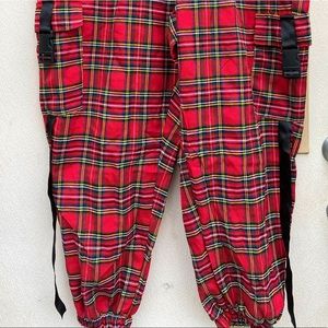Plus tartan buckle tape plaid pants